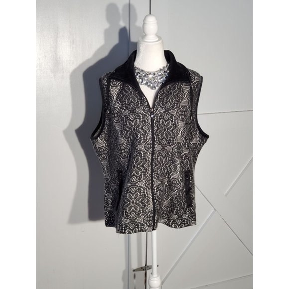 D & D LIFESTYLE VEST COLOR BLACK GRAY VELVET NECK ACRYLIC/POLYESTER SIZE XL - Picture 1 of 7